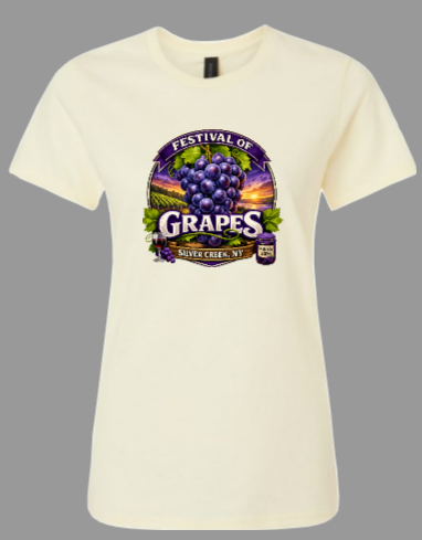 Ladies Natural Color Festival of Grapes Tee w/wine glass image